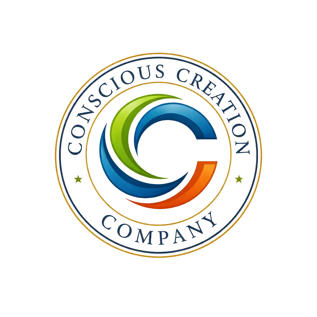 Conscious Creation Company circular logo with green, blue, and orange mark